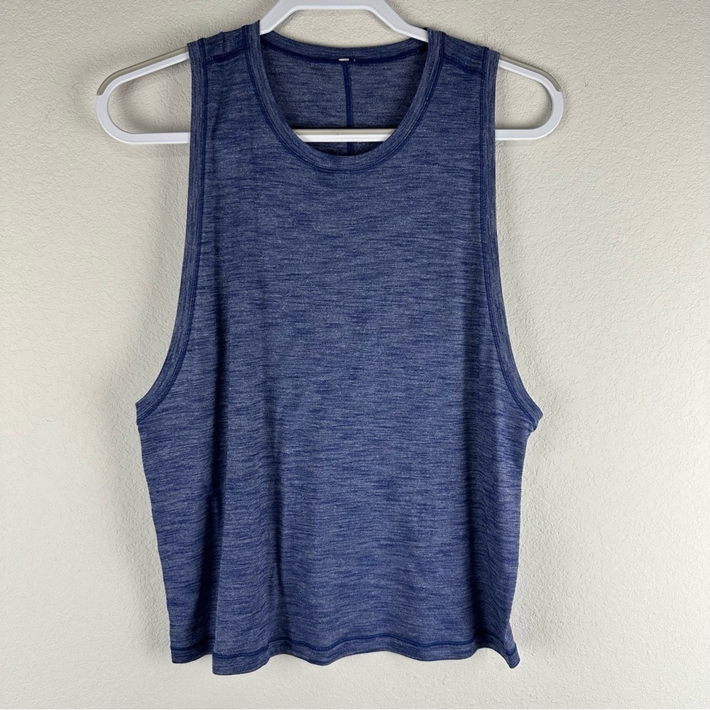 Lululemon Dark Blue Heathered Wide Arm Athletic Athleisure Tank Top Size 2